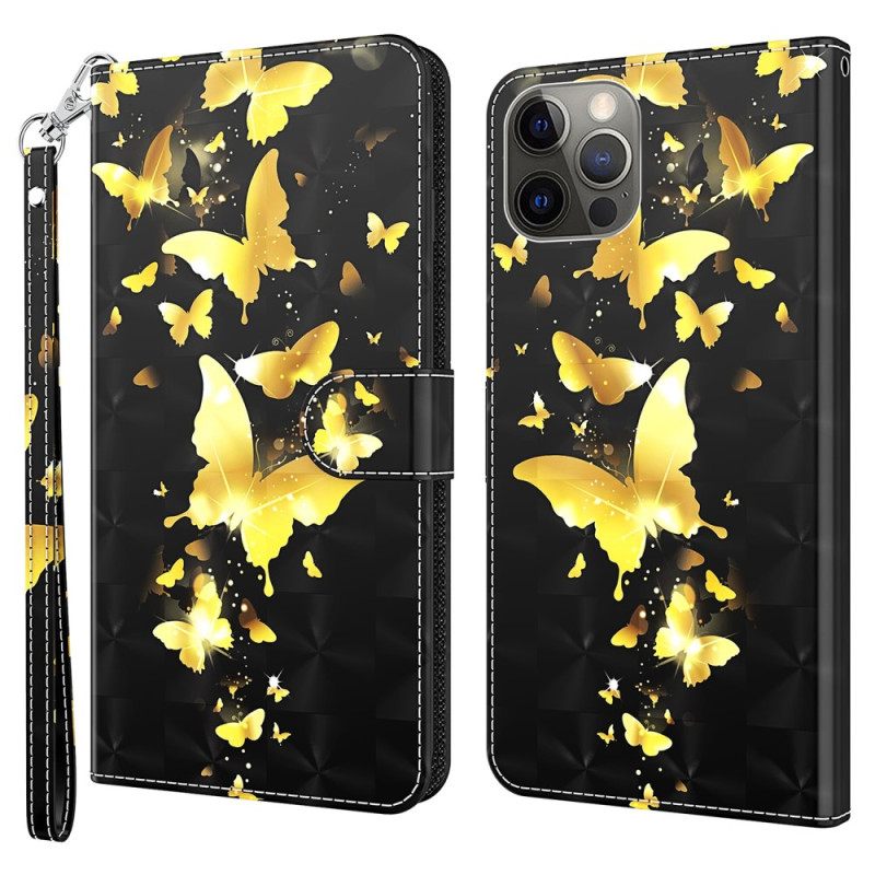 Κάλυμμα iPhone 15 Plus με κορδονι Τρισδιάστατες Πεταλούδες Με Κορδόνι