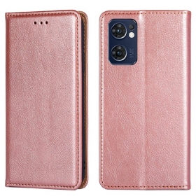 θηκη κινητου Oppo Find X5 Lite Θήκη Flip Ραφή Από Συνθετικό Δέρμα