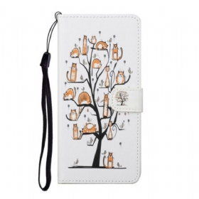 δερματινη θηκη Xiaomi Redmi Note 9 Pro 5G με κορδονι Funky Cats Με Λουράκι