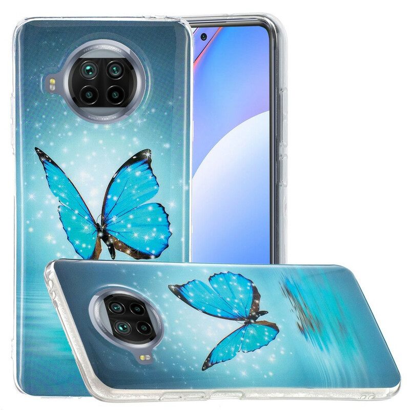 θηκη κινητου Xiaomi Redmi Note 9 Pro 5G Μπλε Πεταλούδα Νέον