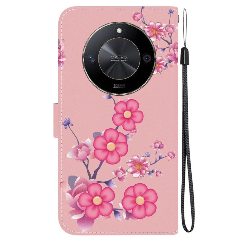 Θηκη Κινητου Honor X9b / Magic 6 Lite Μοτίβο Sakura Με Λουράκι