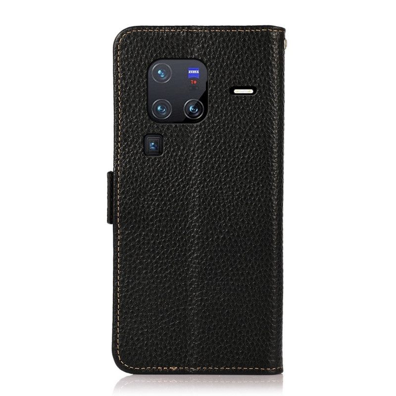 Κάλυμμα Vivo X80 Pro Δέρμα Λίτσι Khazneh Rfid