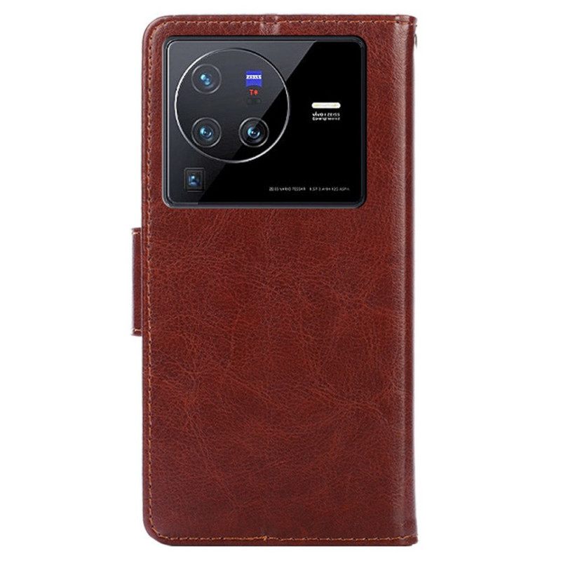 Θήκη Flip Vivo X80 Pro Vintage Δερμάτινο Στυλ