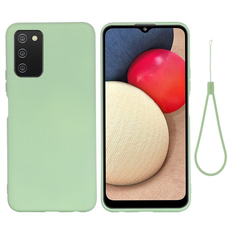 Θήκη Samsung Galaxy A03s Υγρή Σιλικόνη Με Κορδόνι