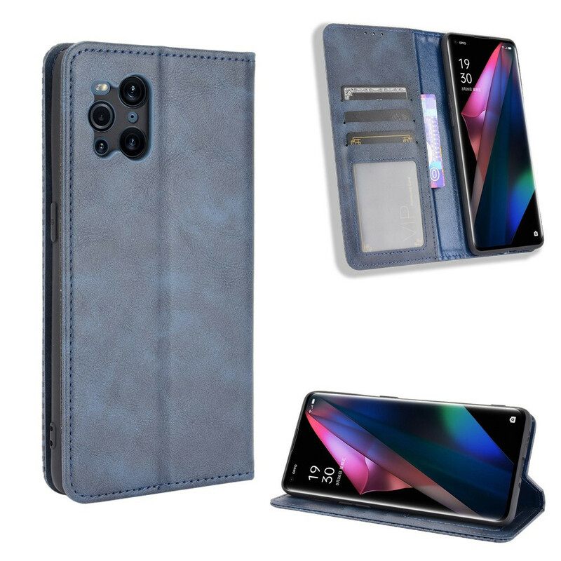 θηκη κινητου Oppo Find X3 Pro Θήκη Flip Στυλιζαρισμένο Vintage Δερμάτινο Εφέ