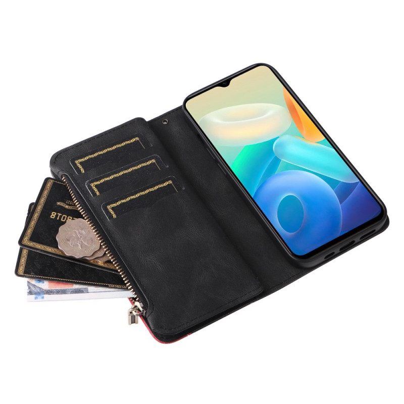 Κάλυμμα Vivo Y76 5G Δίχρωμο Συνθετικό Δέρμα / Φερμουάρ