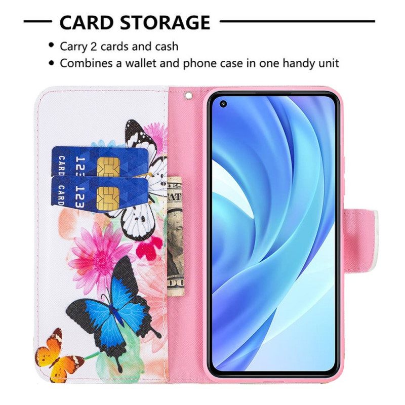 Κάλυμμα Xiaomi Mi 11 Lite 4G / 5G / 5G NE Ζωγραφισμένες Πεταλούδες Και Λουλούδια