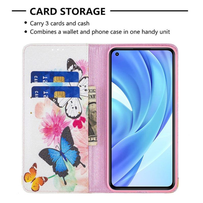 Κάλυμμα Xiaomi Mi 11 Lite 4G / 5G / 5G NE Ζωγραφισμένες Πεταλούδες Και Λουλούδια