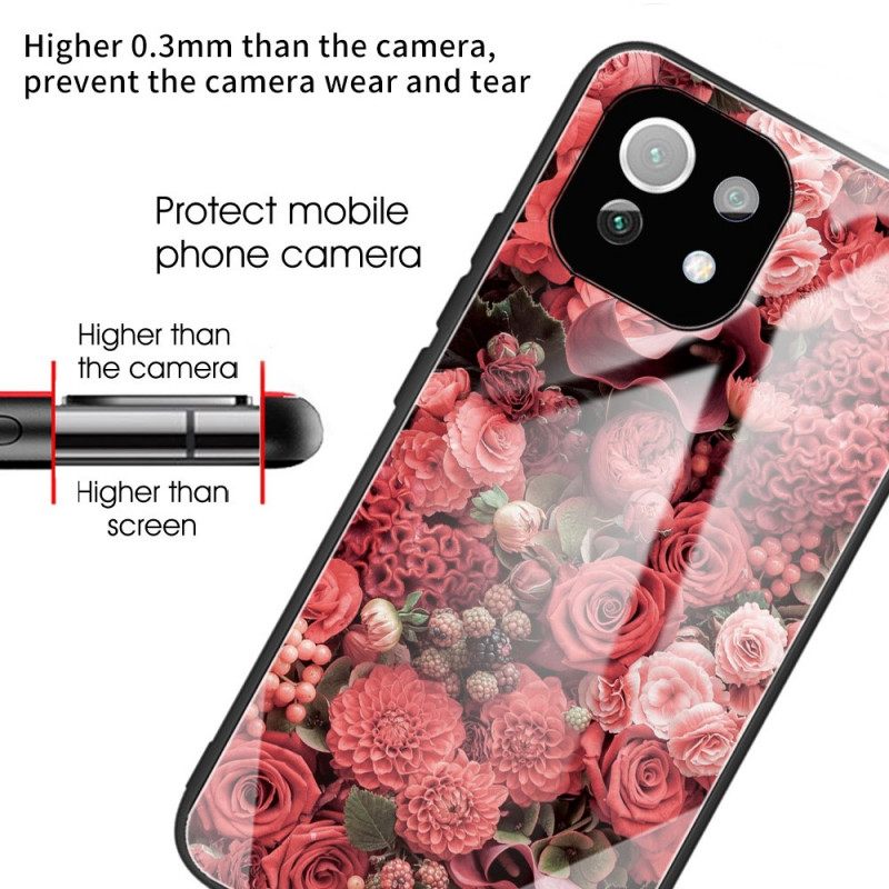 θηκη κινητου Xiaomi Mi 11 Lite 4G / 5G / 5G NE Rose Flowers Tempered Glass