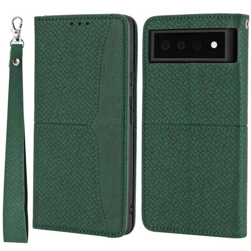 Κάλυμμα Google Pixel 6 Pro με κορδονι Στυλ Υφαντό Δέρμα Με Λουράκια