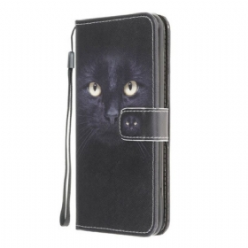 δερματινη θηκη Xiaomi Redmi 9A με κορδονι Strappy Black Cat Eyes