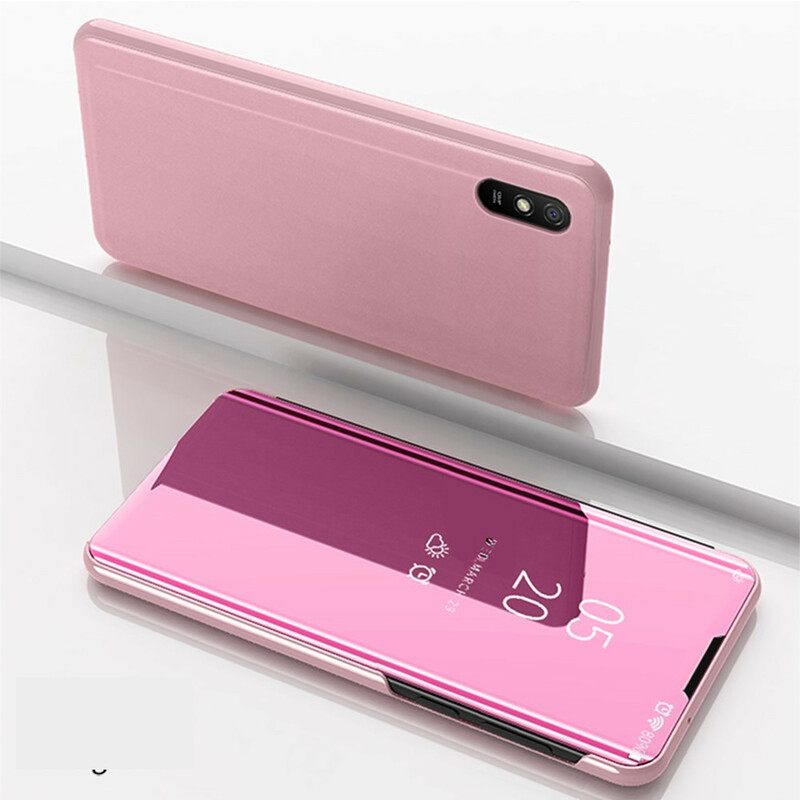 θηκη κινητου Xiaomi Redmi 9A Καθρέφτης Και Ψεύτικο Δέρμα