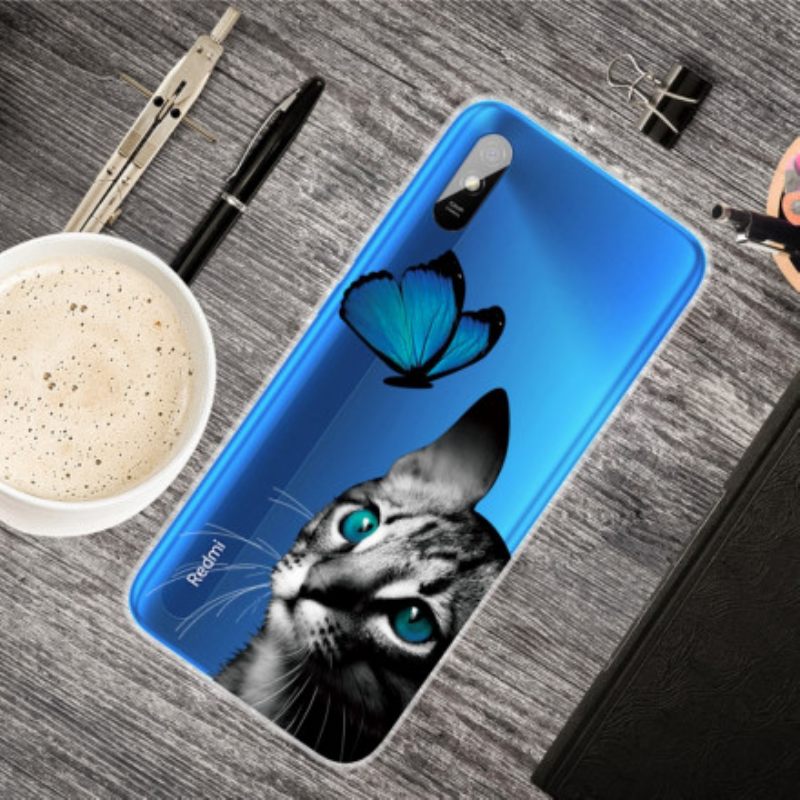 Θήκη Xiaomi Redmi 9A Γάτα Και Πεταλούδα