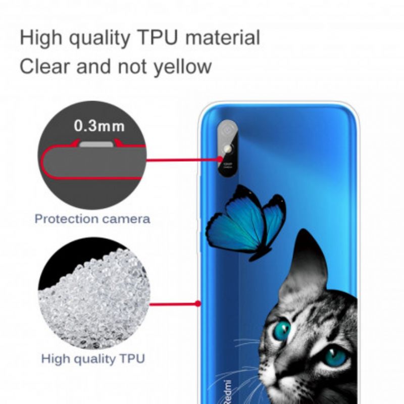 Θήκη Xiaomi Redmi 9A Γάτα Και Πεταλούδα