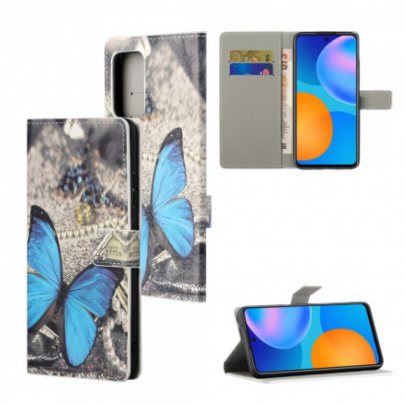 δερματινη θηκη Xiaomi Redmi Note 10 Pro Μπλε Πεταλούδα