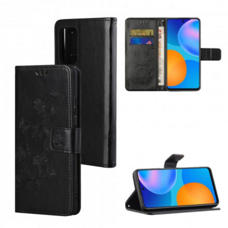 δερματινη θηκη Xiaomi Redmi Note 10 Pro Πεταλούδες Και Λουλούδια