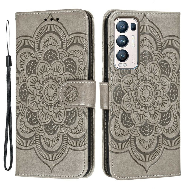 δερματινη θηκη Oppo Find X3 Neo με κορδονι Full Strap Mandala