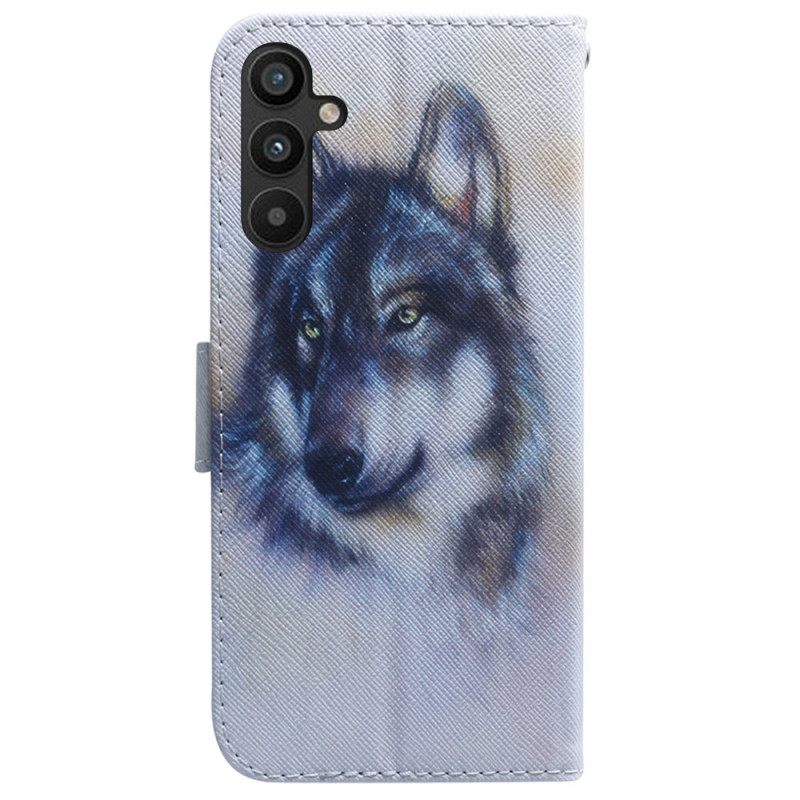 Κάλυμμα Samsung Galaxy A34 5G με κορδονι Strappy Watercolor Wolf