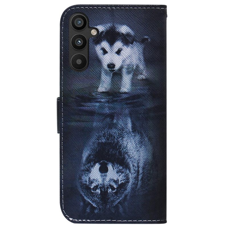 Κάλυμμα Samsung Galaxy A34 5G με κορδονι Strappy Watercolor Wolf