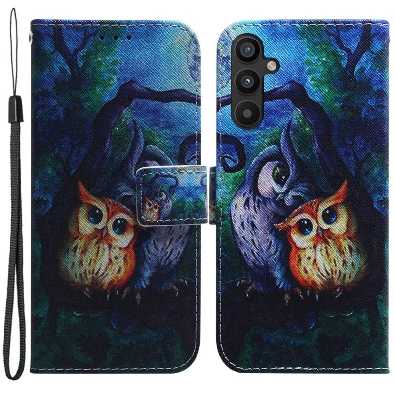 Κάλυμμα Samsung Galaxy A34 5G με κορδονι Ζωγραφική Με Strappy Owls