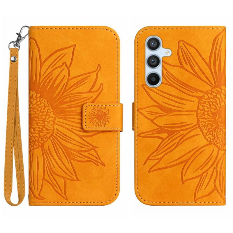 Θήκη Flip Samsung Galaxy A34 5G με κορδονι Strappy Sunflower