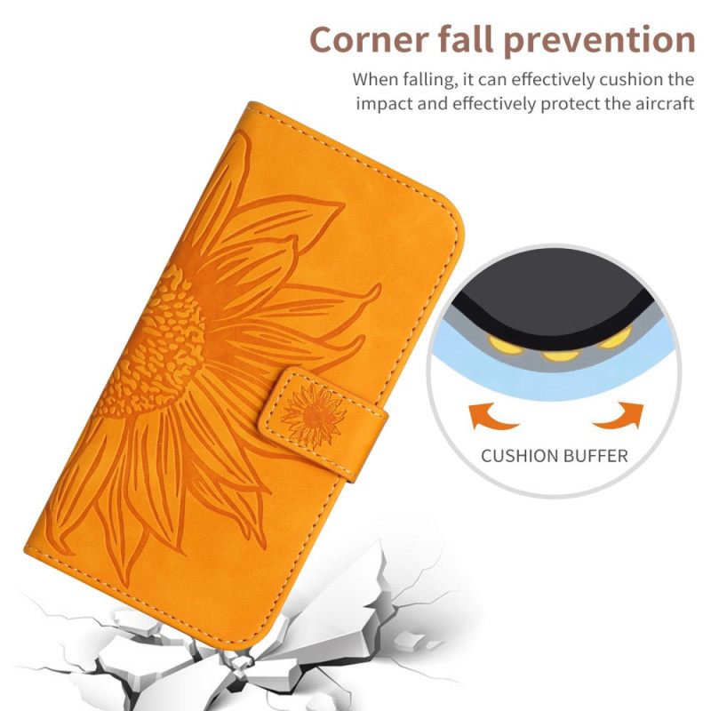 Θήκη Flip Samsung Galaxy A34 5G με κορδονι Strappy Sunflower