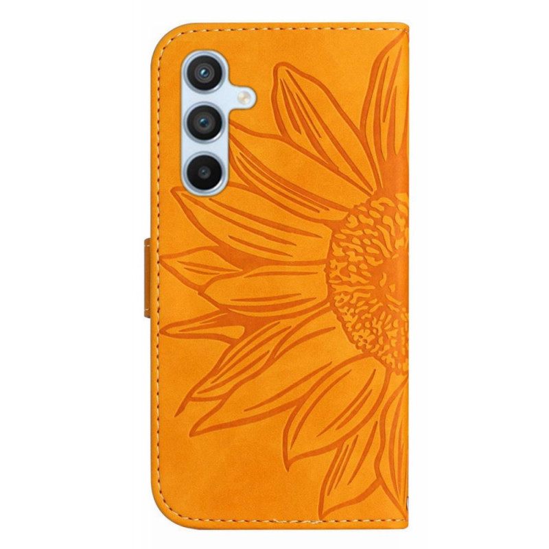 Θήκη Flip Samsung Galaxy A34 5G με κορδονι Strappy Sunflower