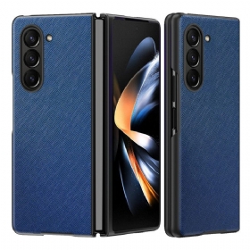 Κάλυμμα Samsung Galaxy Z Fold 5 Υφαντό Δερμάτινο Στυλ