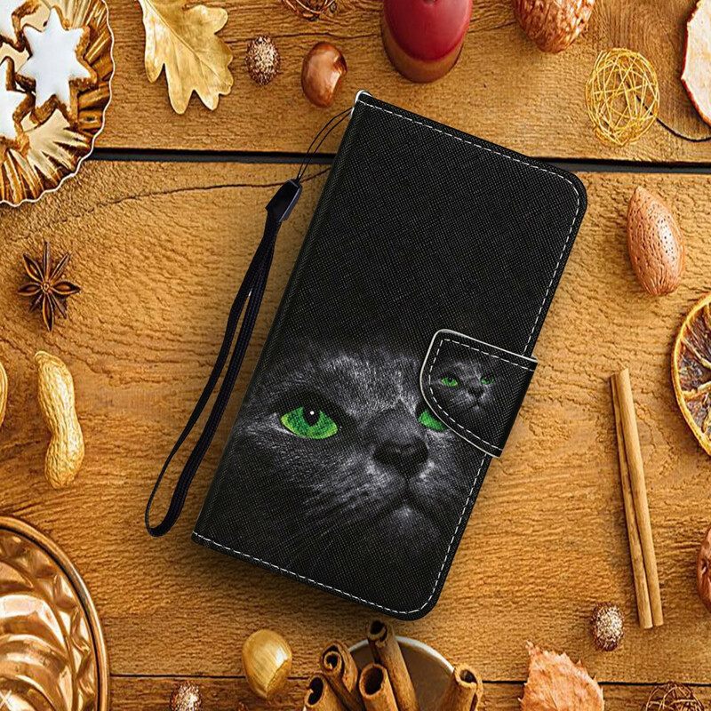 Κάλυμμα Xiaomi Redmi 9C Μαύρη Γάτα Πράσινα Μάτια
