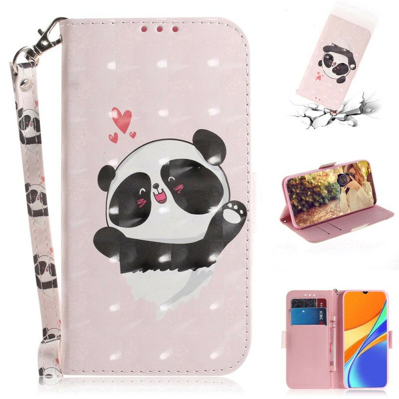 Κάλυμμα Xiaomi Redmi 9C με κορδονι Panda Love With Lanyard