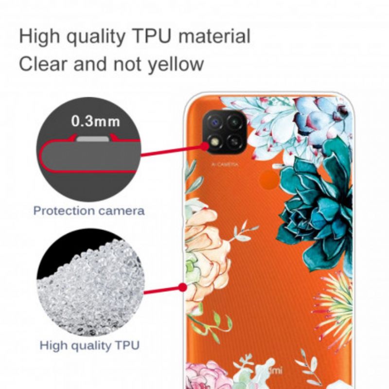 Θήκη Xiaomi Redmi 9C Άνευ Ραφής Λουλούδια Ακουαρέλας