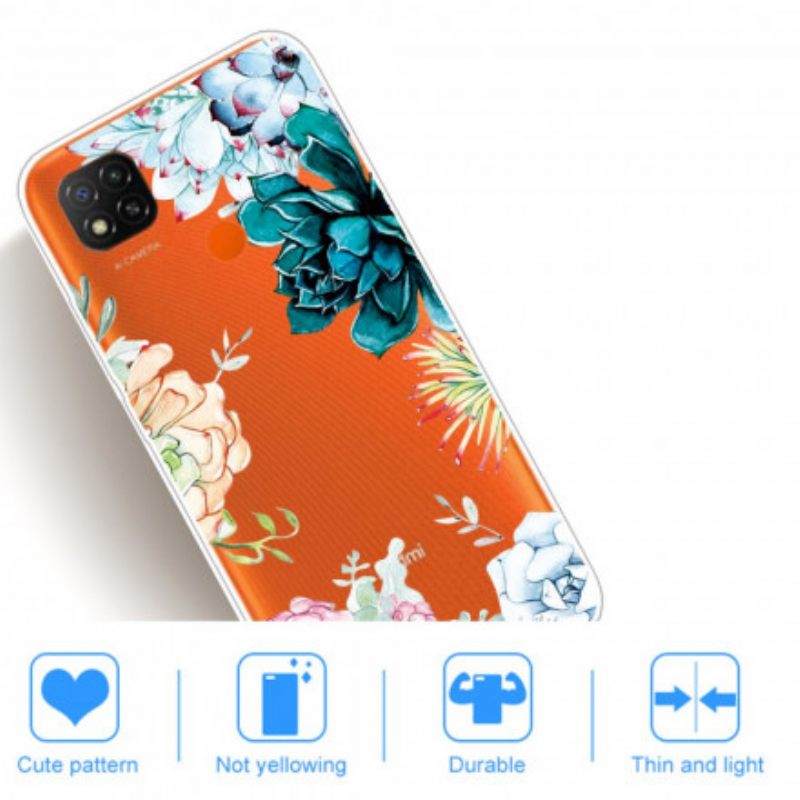 Θήκη Xiaomi Redmi 9C Άνευ Ραφής Λουλούδια Ακουαρέλας