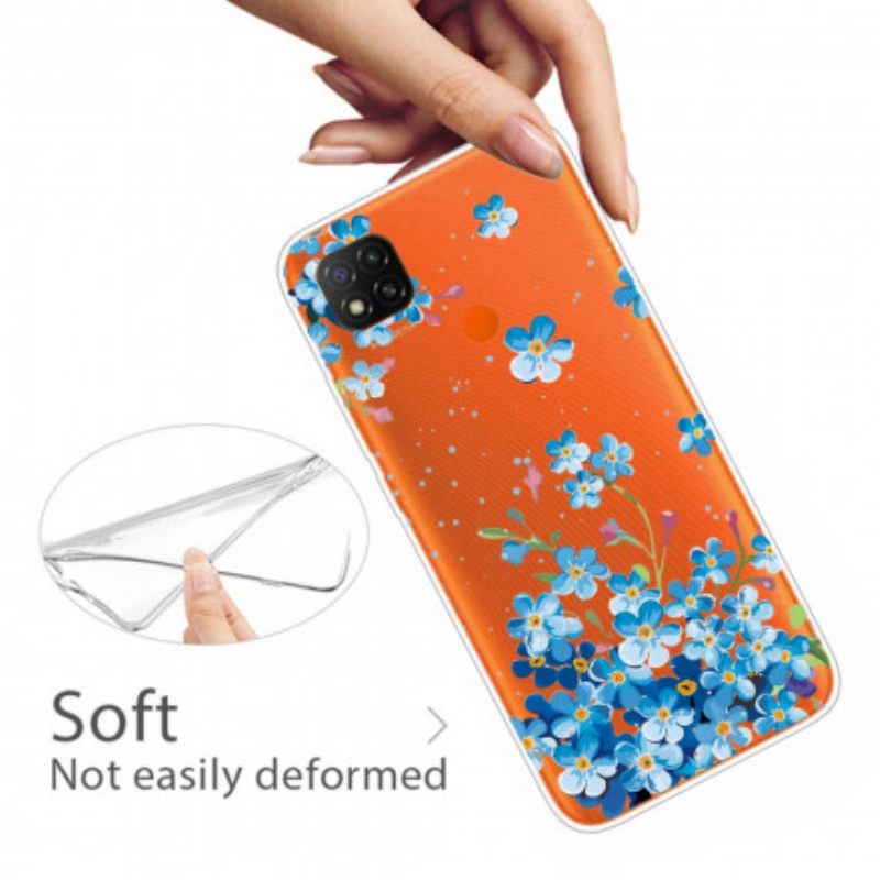 Θήκη Xiaomi Redmi 9C Μπουκέτο Με Μπλε Λουλούδια