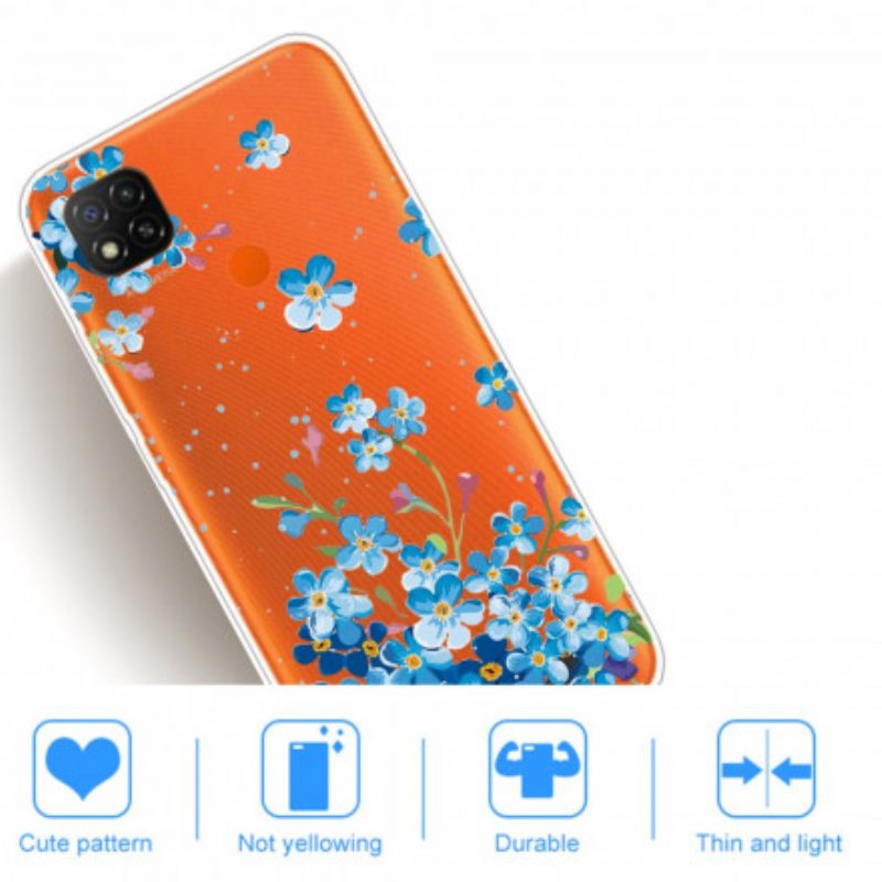 Θήκη Xiaomi Redmi 9C Μπουκέτο Με Μπλε Λουλούδια