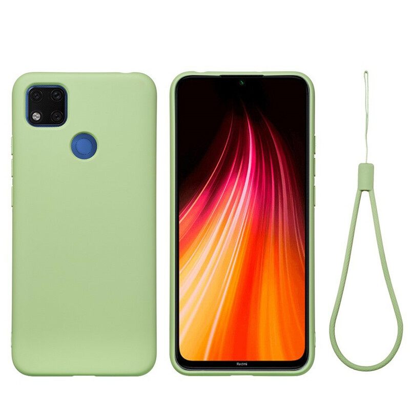 Θήκη Xiaomi Redmi 9C Υγρή Σιλικόνη Με Κορδόνι