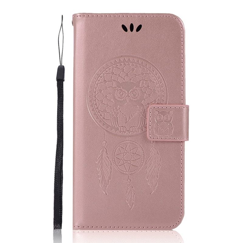 Κάλυμμα Samsung Galaxy S22 Plus 5G Δερμάτινο Εφέ Dreamcatcher Owl