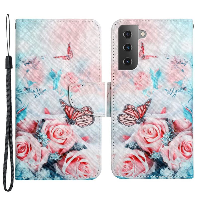 Κάλυμμα Samsung Galaxy S22 Plus 5G Μπουκέτο Με Λουλούδια Και Πεταλούδες