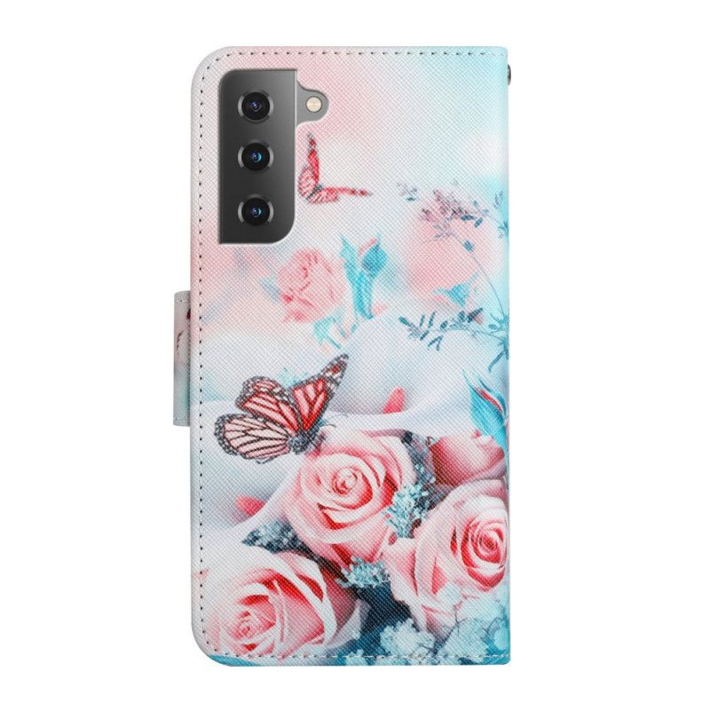 Κάλυμμα Samsung Galaxy S22 Plus 5G Μπουκέτο Με Λουλούδια Και Πεταλούδες