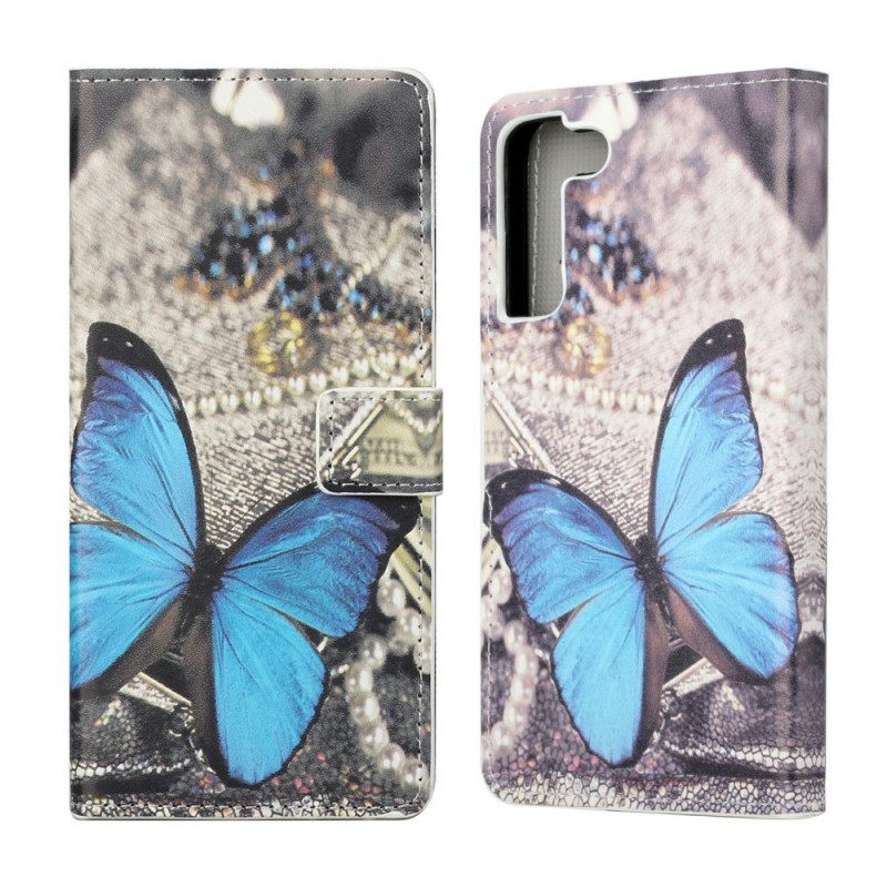 Θήκη Flip Samsung Galaxy S22 Plus 5G Butterfly Prestige Blue