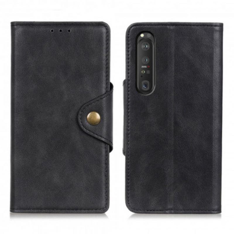 Κάλυμμα Sony Xperia 1 III Κουμπί Vintage Από Συνθετικό Δέρμα