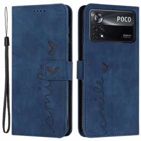 δερματινη θηκη Poco X4 Pro 5G με κορδονι Strappy Smile
