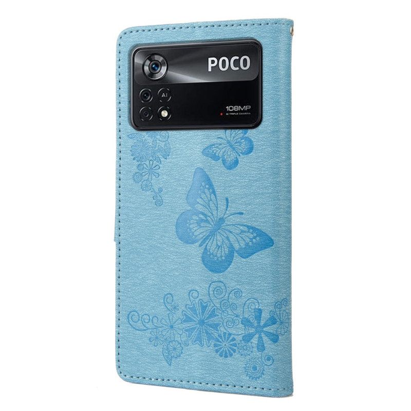 Κάλυμμα Poco X4 Pro 5G με κορδονι Όμορφες Πεταλούδες Με Λουράκι