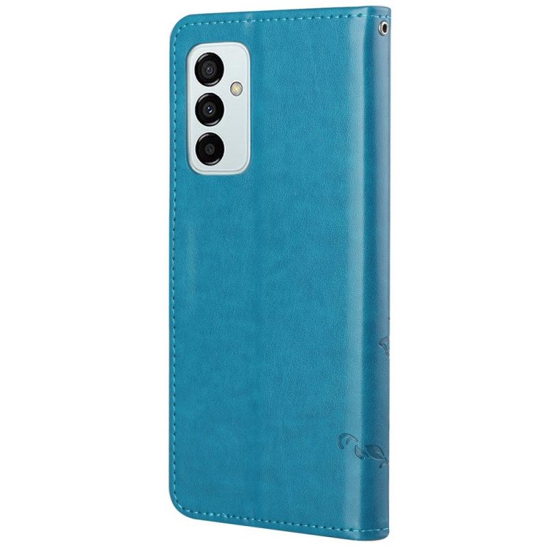 Θήκη Flip Samsung Galaxy M23 5G με κορδονι Λουλούδια Με Λουρί