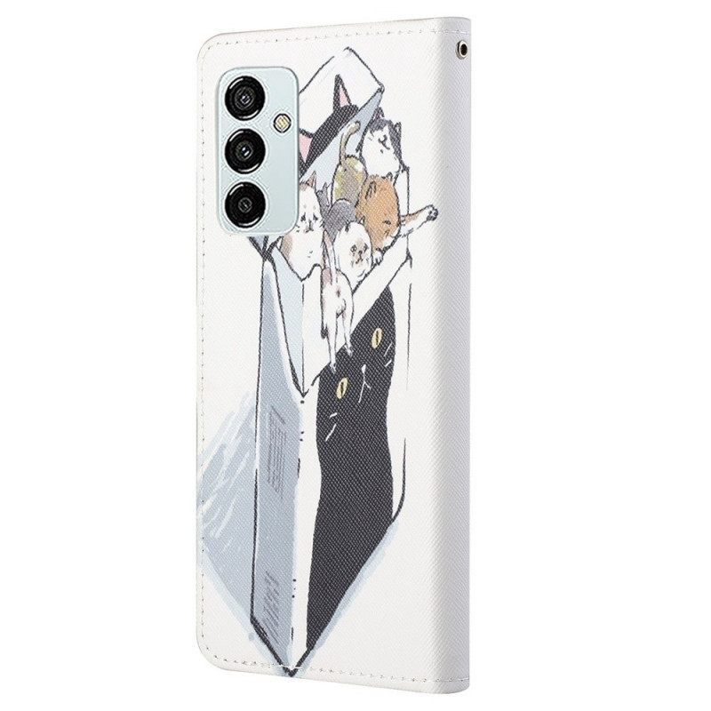 Θήκη Flip Samsung Galaxy M23 5G με κορδονι Thong Cats