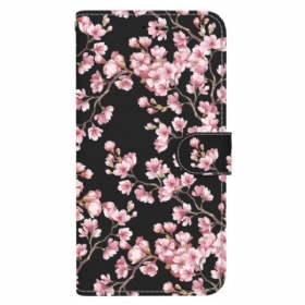 Δερματινη Θηκη Poco X6 5g Plum Blossom Με Λουράκι Σιλικόνης