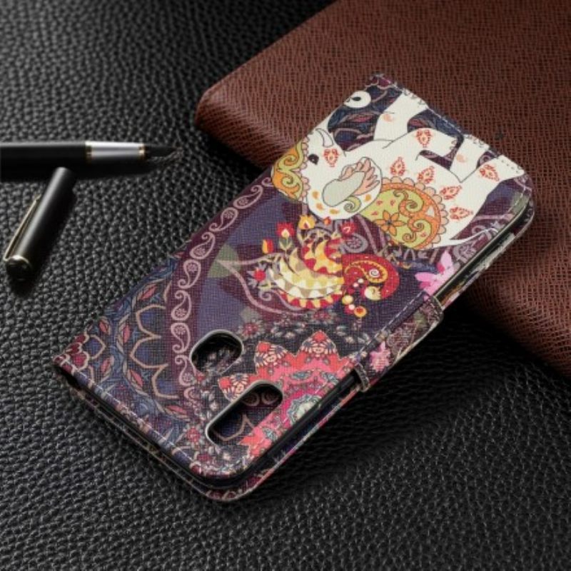 δερματινη θηκη Samsung Galaxy A20e Ethnic Elephants Mandala