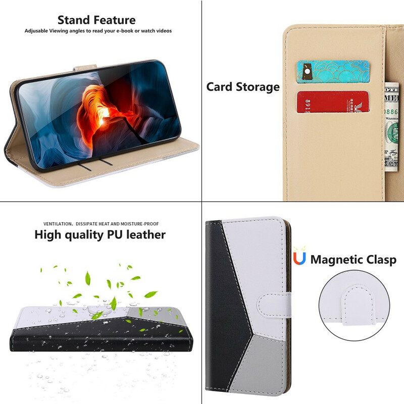 Κάλυμμα Xiaomi Redmi 9 Τρίχρωμο Δερμάτινο Εφέ