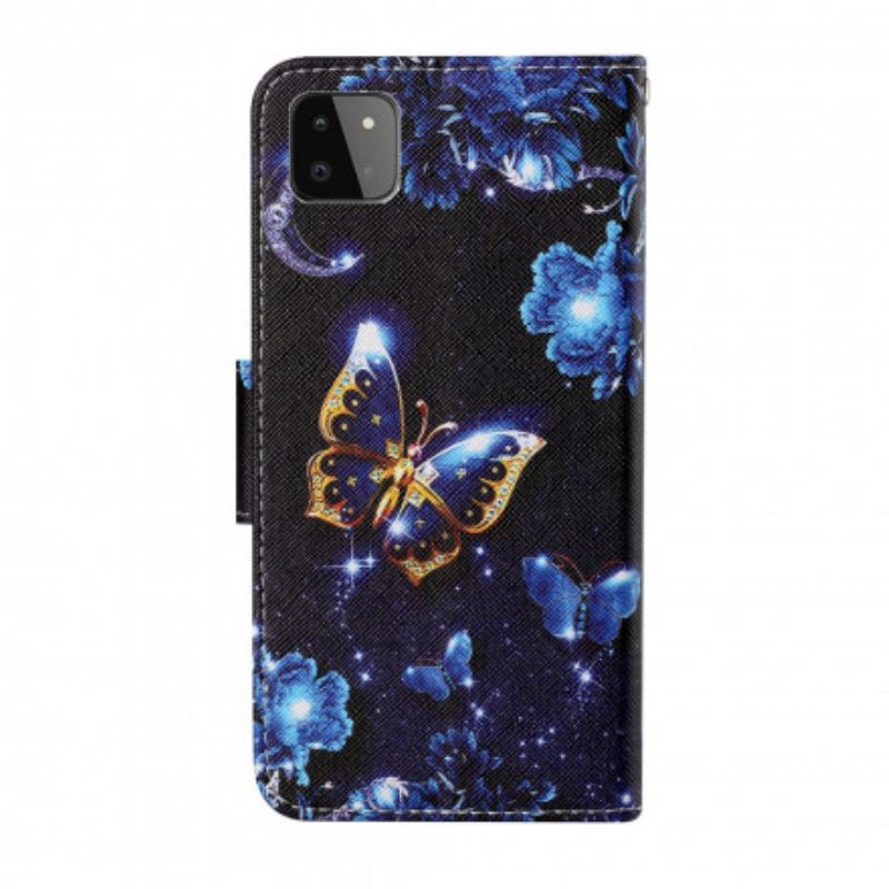 Κάλυμμα Samsung Galaxy A22 5G με κορδονι Πολύτιμες Πεταλούδες Στρινγκ