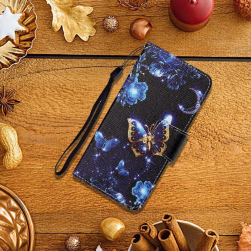 Κάλυμμα Samsung Galaxy A22 5G με κορδονι Πολύτιμες Πεταλούδες Στρινγκ