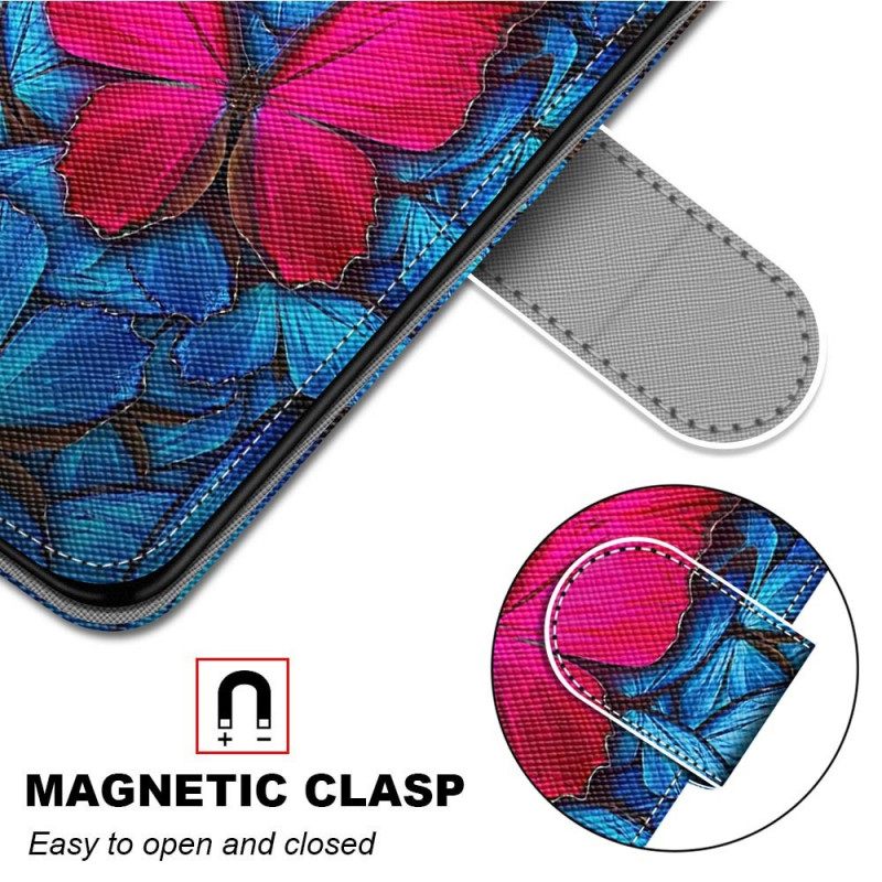 Κάλυμμα Samsung Galaxy M53 5G Κόκκινη Πεταλούδα Μπλε Φόντο